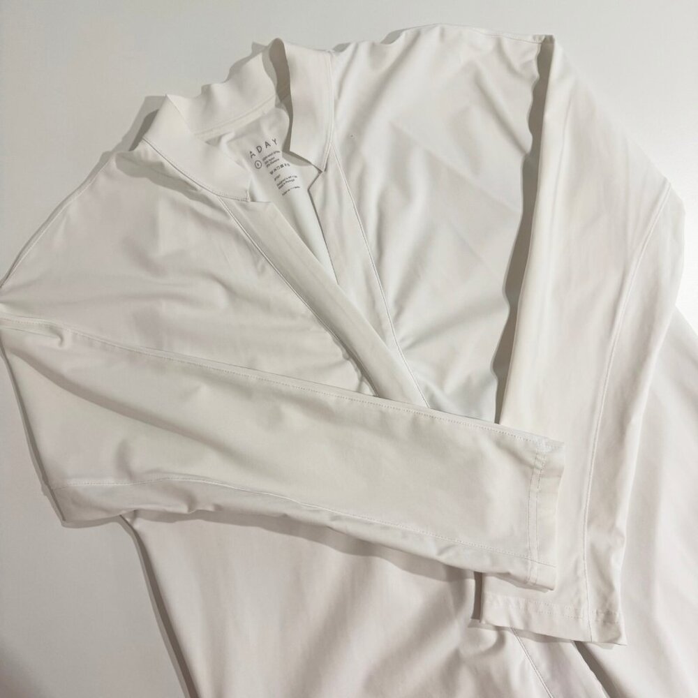ADAY 'Something Borrowed / Jetset' Long Sleeve Shirt Dress White Size S Pockets